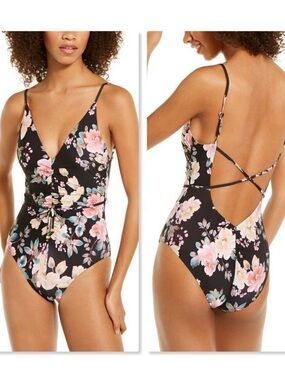 NWT Becca First Date Printed Shirred
One Piece Floral Ruched Size Medium M